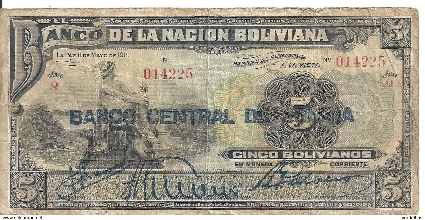 BOLIVIE 5 BOLIVIANOS ND1929 VG+ P 113 - Bolivie