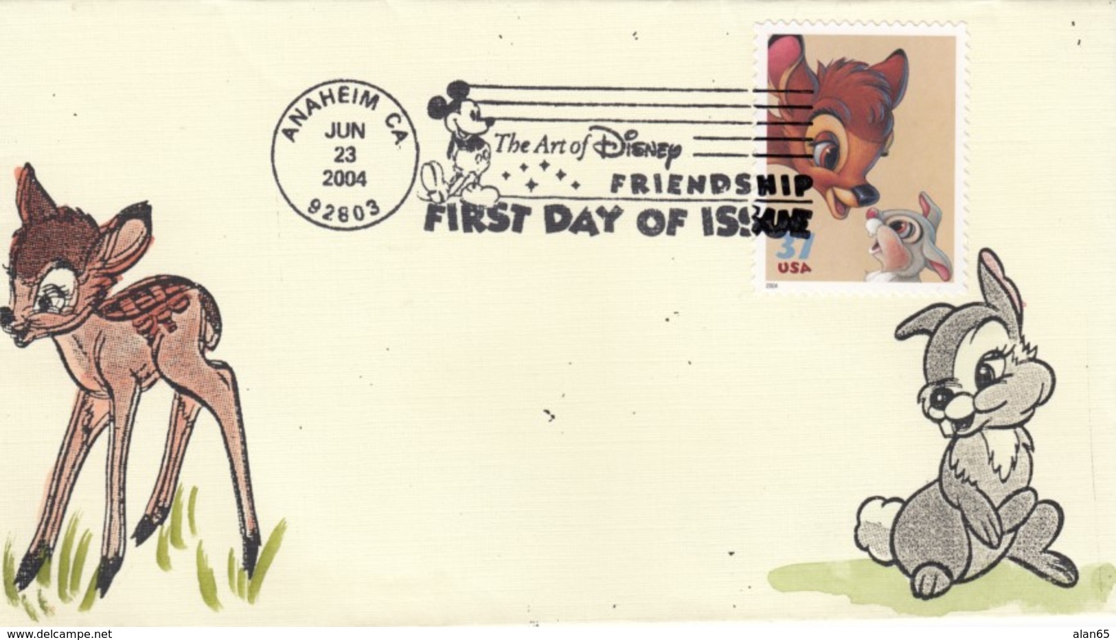 Sc#3866 Disney 37c Bambi Issue FDC Illustrated Cover 2004 SMB Cachet - Disney