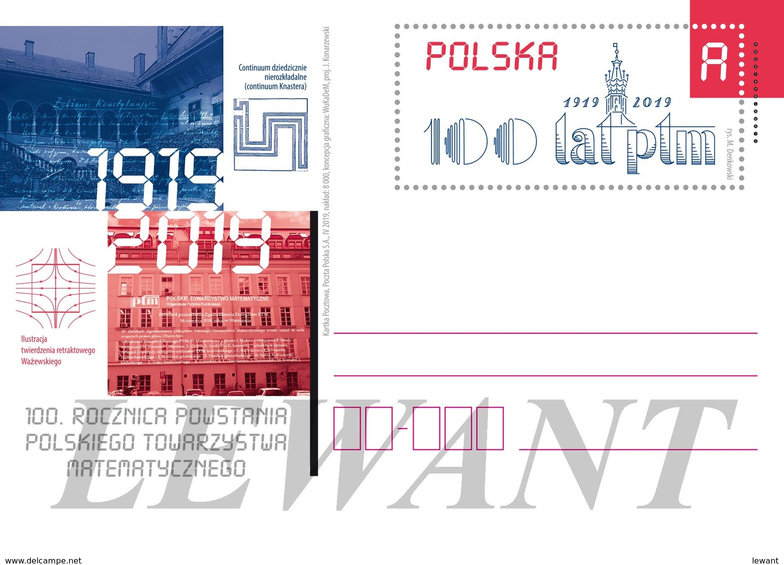 POLAND Postcard 2019.04.02. Cp 1858 The 100th Anniversary Of The Founding Of The Polish Mathematical Society - Stamped Stationery