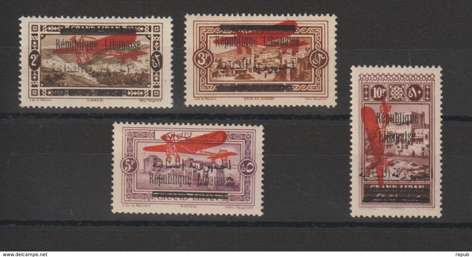 Grand Liban 1928 PA 25-28 , 4 Val * Charnière - Aéreo