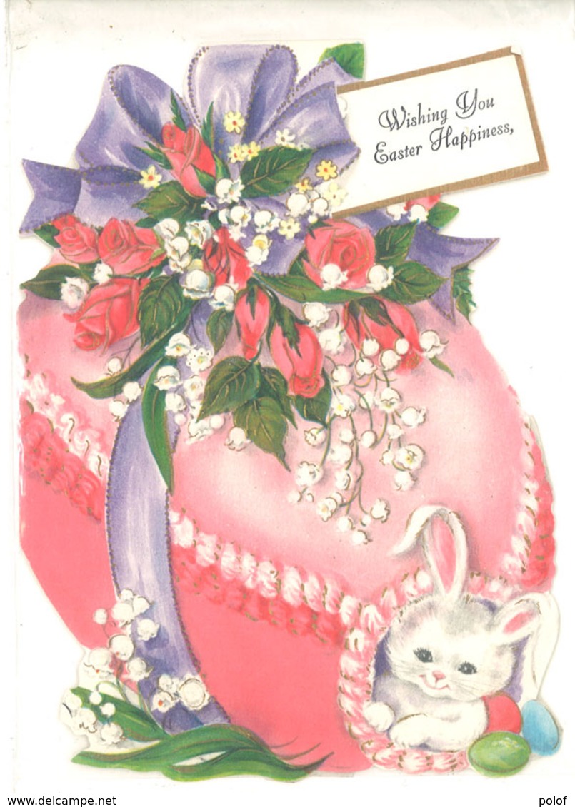 Découpis - Lapin Et Oeuf Fleuri - Wishing You Easter Happiness - 2 Volets     (112224) - Animaux