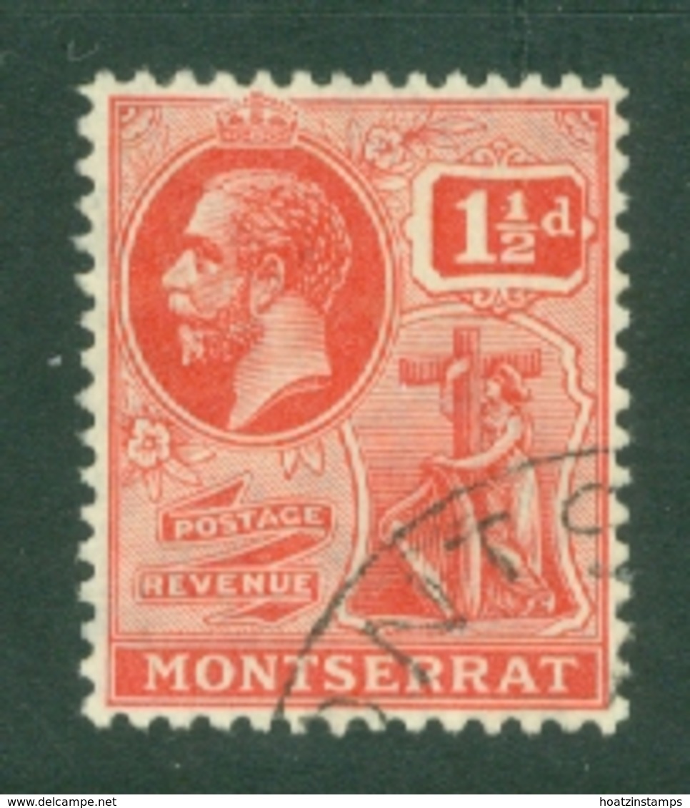 Montserrat: 1922/29   KGV   SG68   1½d   Carmine   Used - Montserrat