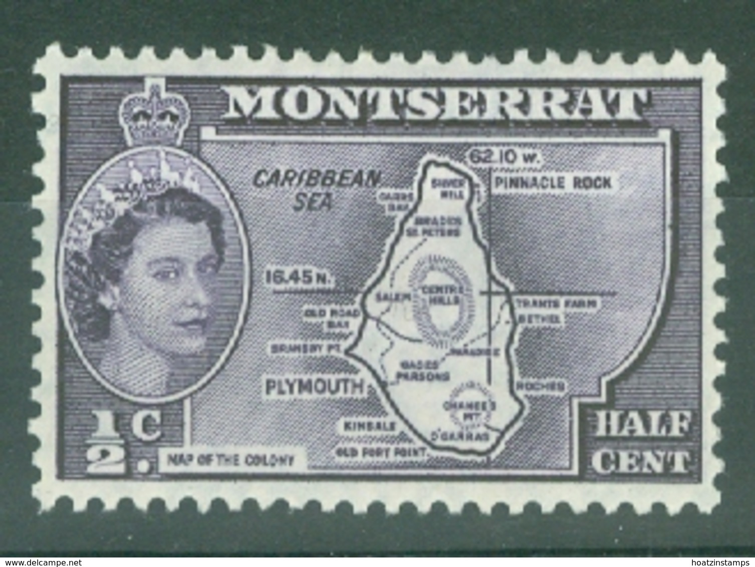 Montserrat: 1953/62   QE II - Pictorial   SG136a    ½c   [inscr. 'Presidency']  MH - Montserrat