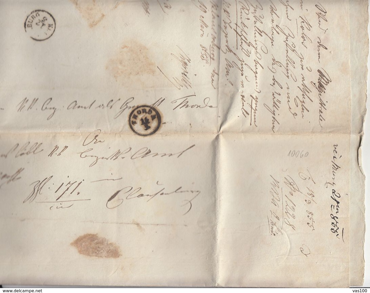 PREPHILATELY, CLOSED LETTER SENT FROM TURDA TO CLUJ NAPOCA, 1855, ROMANIA - ...-1858 Préphilatélie