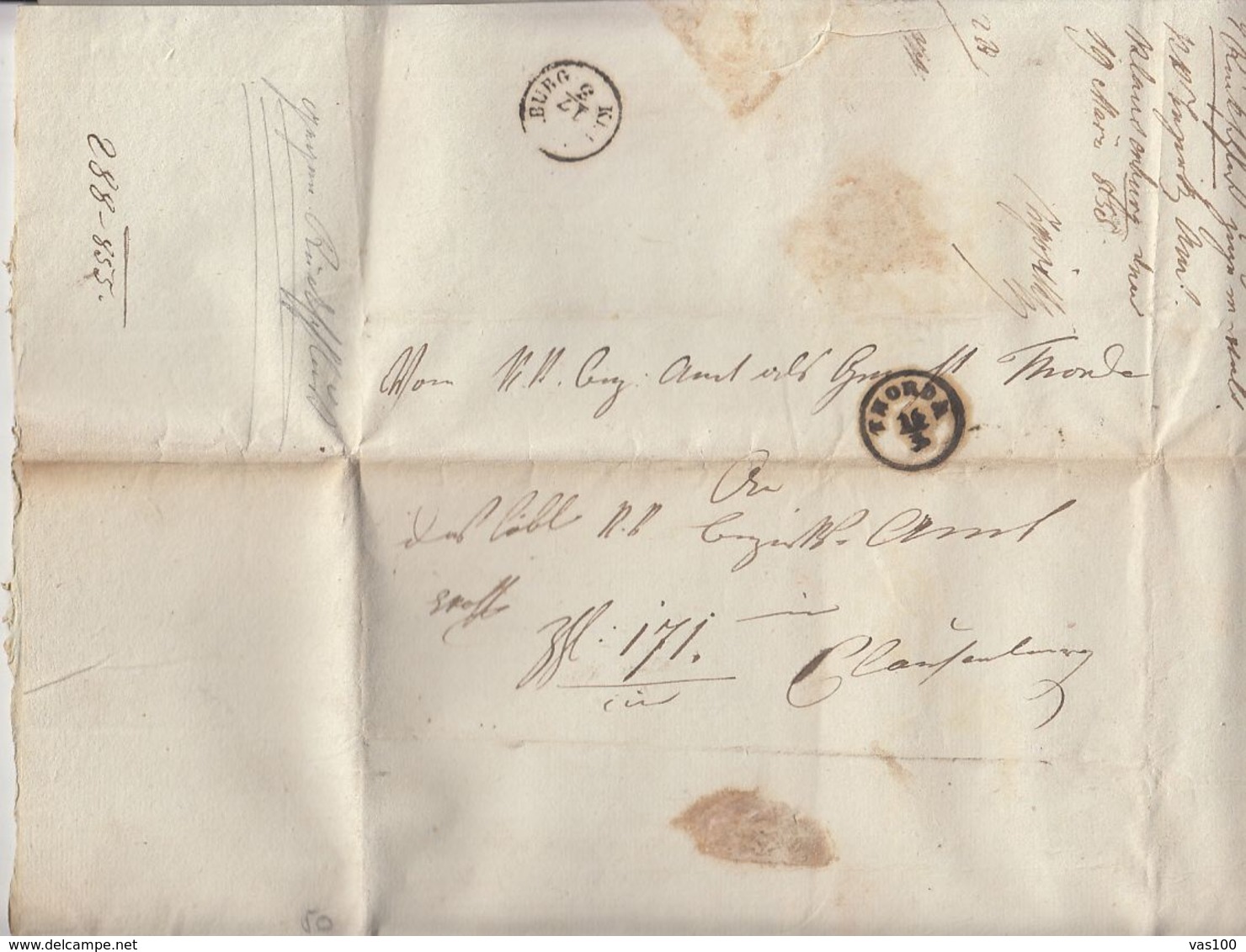 PREPHILATELY, CLOSED LETTER SENT FROM TURDA TO CLUJ NAPOCA, 1855, ROMANIA - ...-1858 Prefilatelia