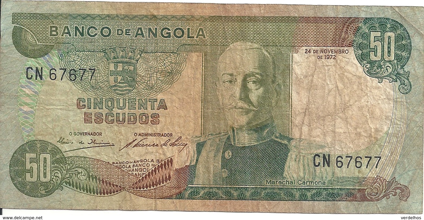 ANGOLA 50 ESCUDOS 1972 VG+ P 100 - Angola