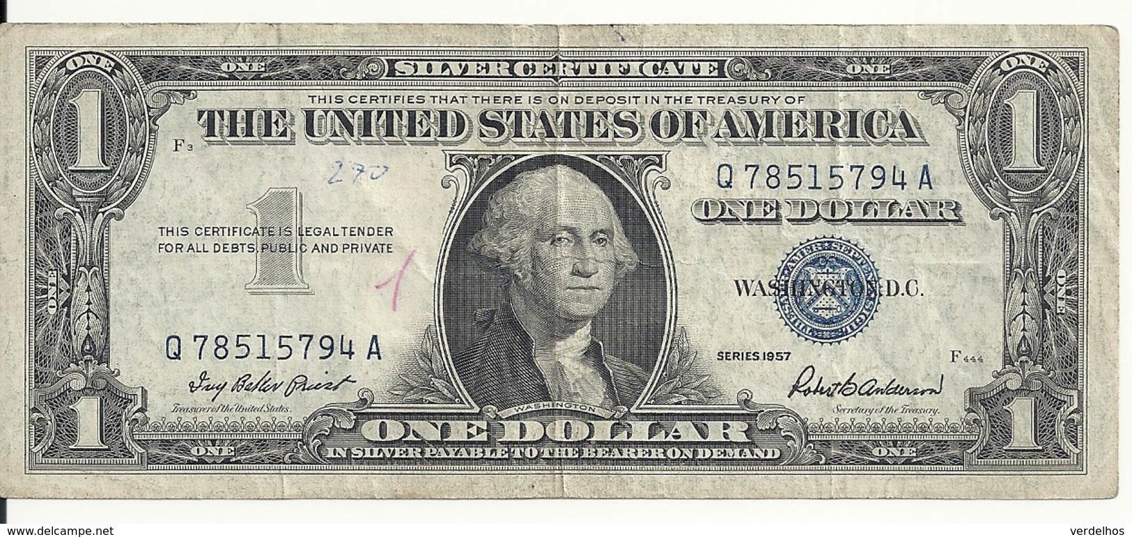 USA 1 DOLLAR 1957 VF P 419 - Autres & Non Classés