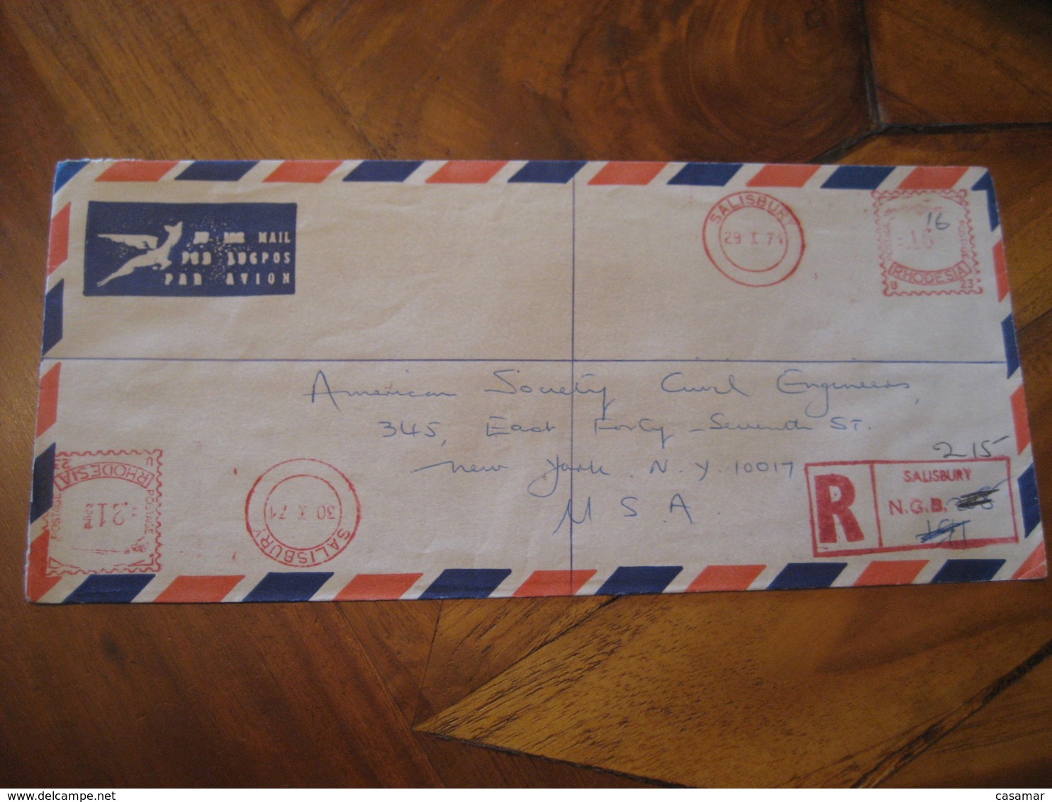 SALISBURY 1971 To New York USA Meter Mail Cancel Registered Air Mail Cover RHODESIA British Colonies - Rhodesien (1964-1980)