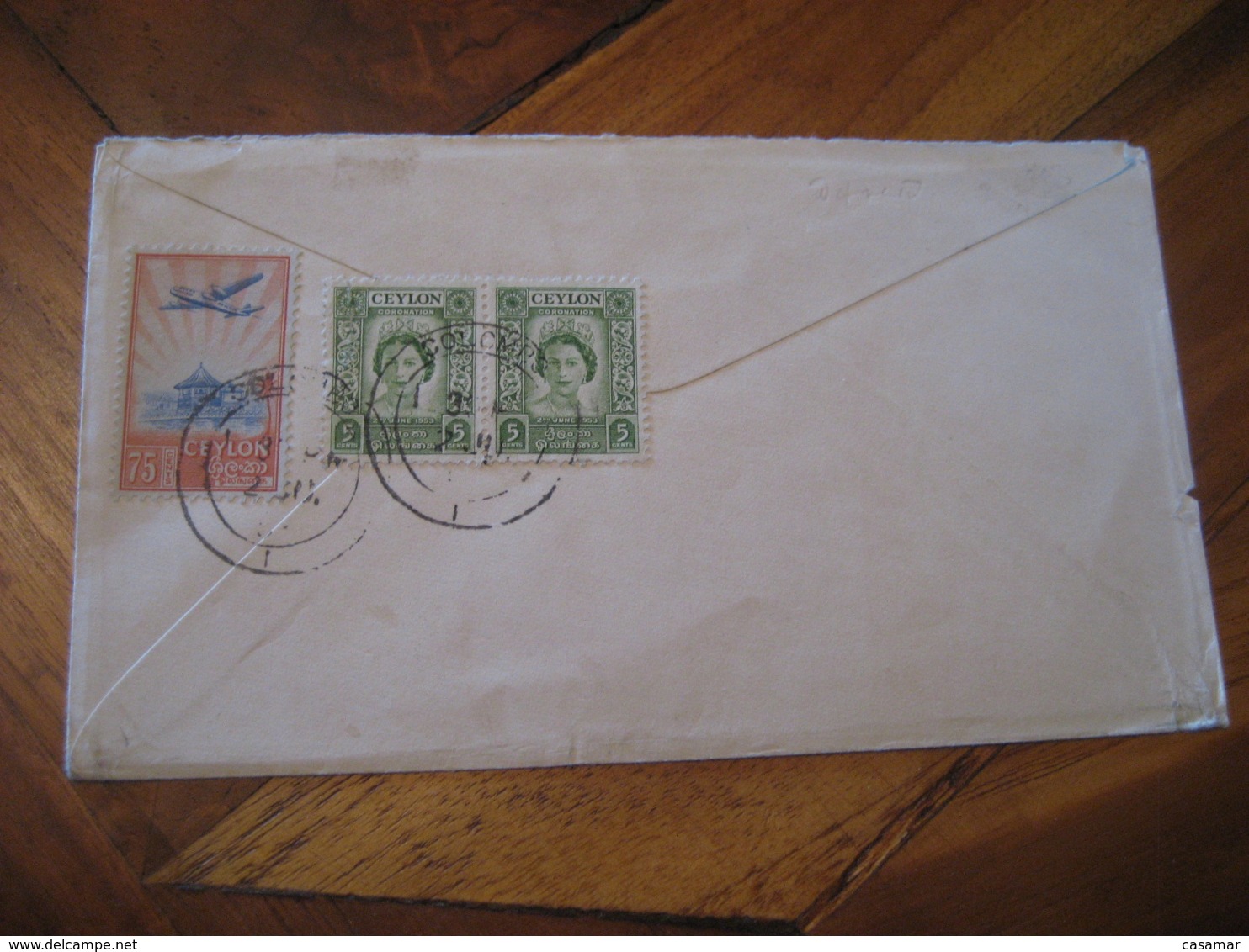 COLOMBO Ceylon 1953 To London England 3 Stamp On Cancel QANTAS Air Mail Cover British Colonies - Ceylon (...-1947)