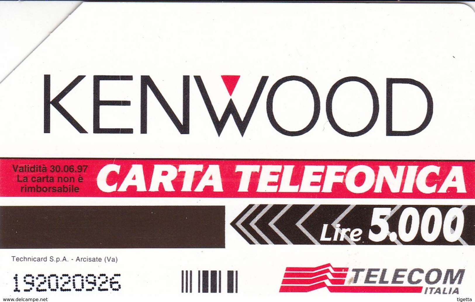 SCHEDA TELEFONICA  KENWOOD LINEA DIRETTA  SCADENZA 30/06/1997 USATA - Publiques Spéciales Ou Commémoratives