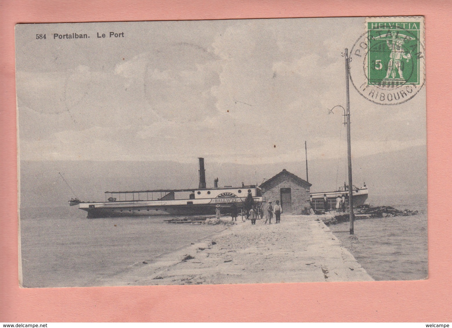 OUDE POSTKAART ZWITSERLAND  -  SCHWEIZ -  SUISSE -    PORTALBAN - SCHIFF ' HALLWYL ' - Other & Unclassified