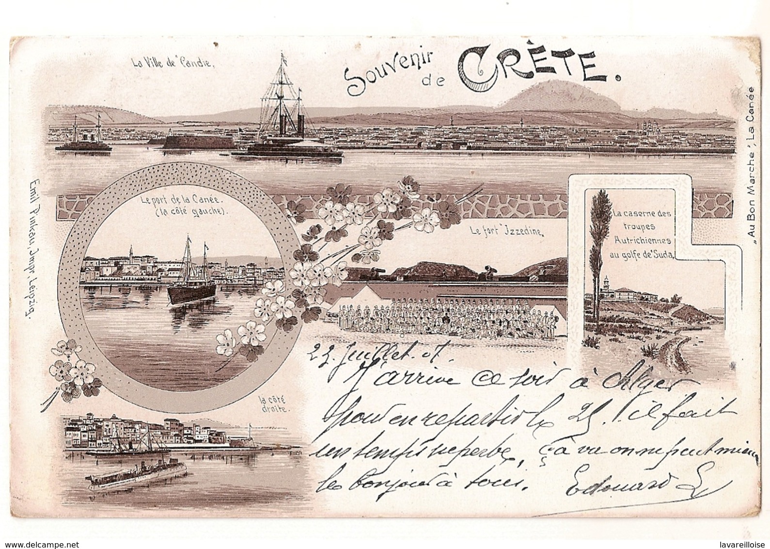 CPA GRECE CRETE SOUVENIR DE CRETE CPA PRECURSEUR 1907 RARE BELLE CARTE  !! - Grèce