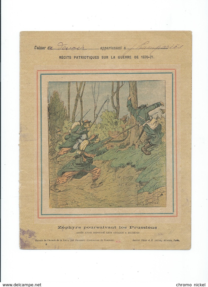 Guerre 1870-71 Zéphyrs Poursuivant Les Prussiens Couverture Protège-cahier Bien +/- 1900 3 Scans - Omslagen Van Boeken