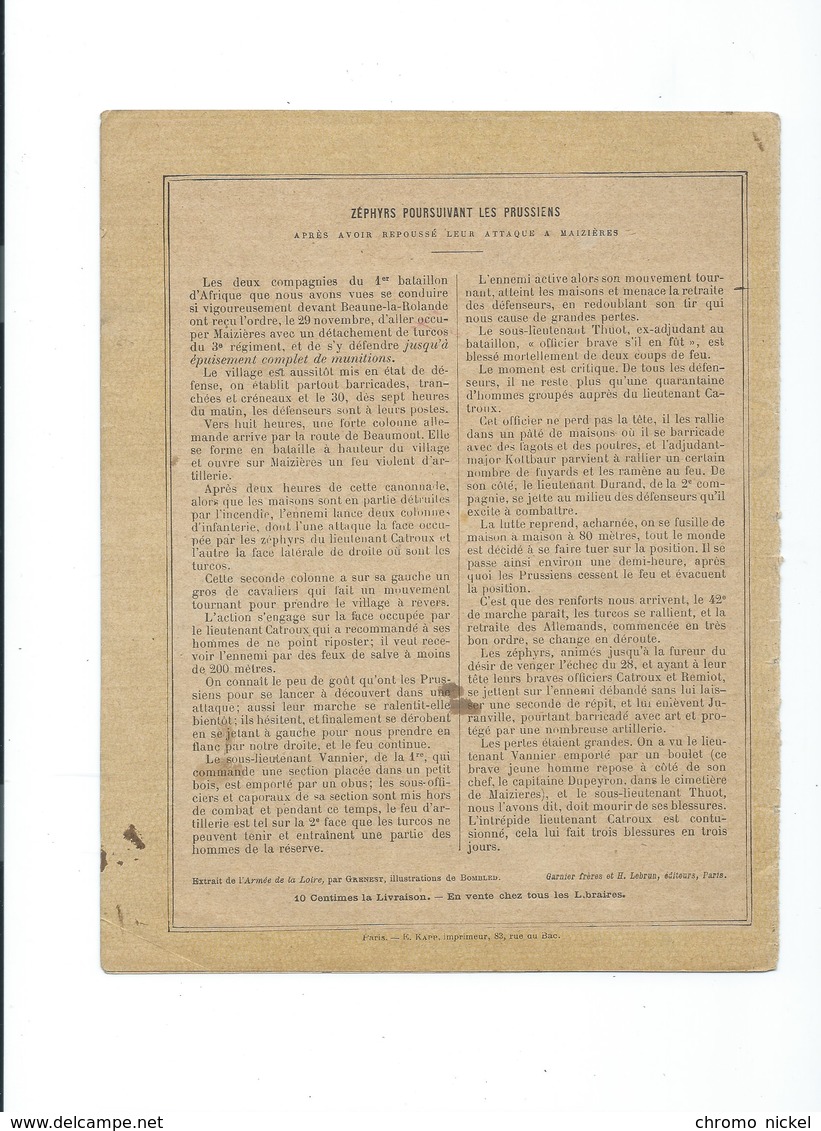 Guerre 1870-71 Zéphyrs Poursuivant Les Prussiens Couverture Protège-cahier Bien +/- 1900 3 Scans - Omslagen Van Boeken