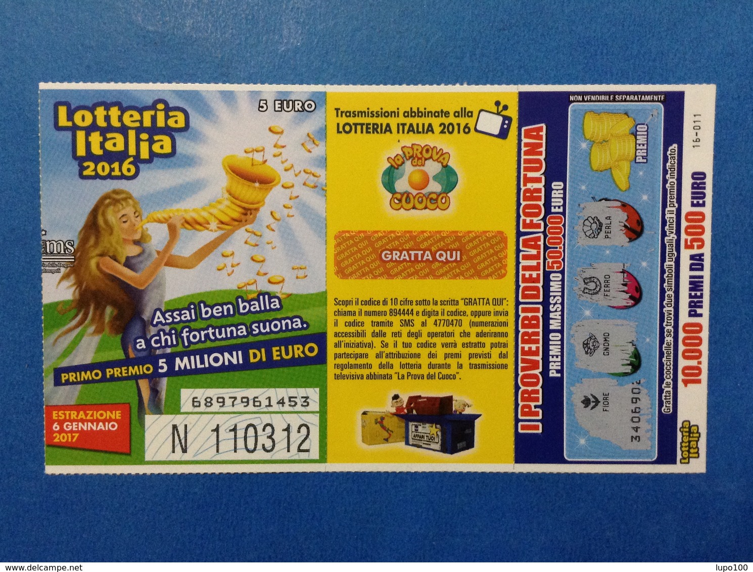 2016 BIGLIETTO LOTTERIA NAZIONALE ITALIA ESTRAZIONE 2017 - Lottery Tickets