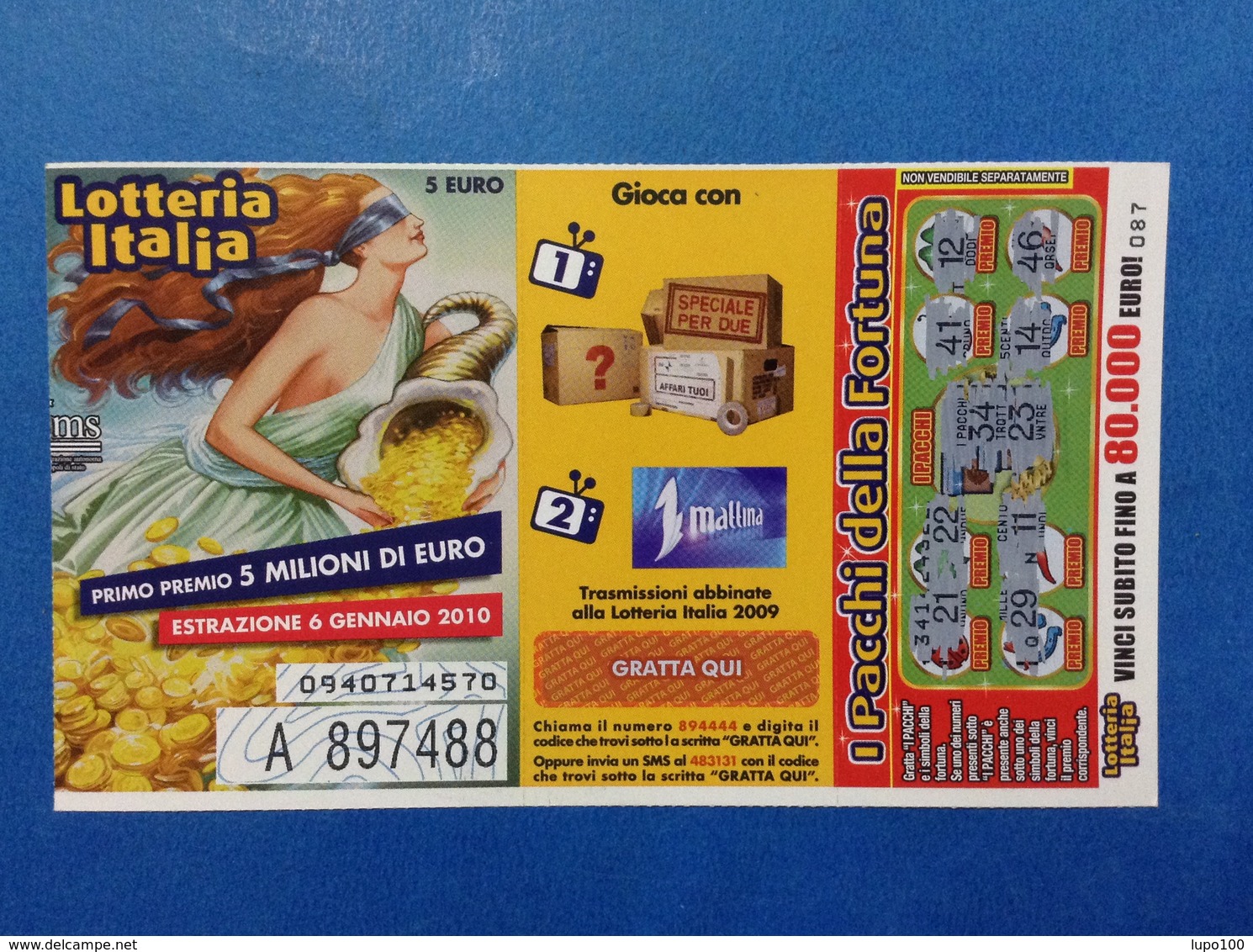 2009 BIGLIETTO LOTTERIA NAZIONALE ITALIA ESTRAZIONE 2010 - Lottery Tickets