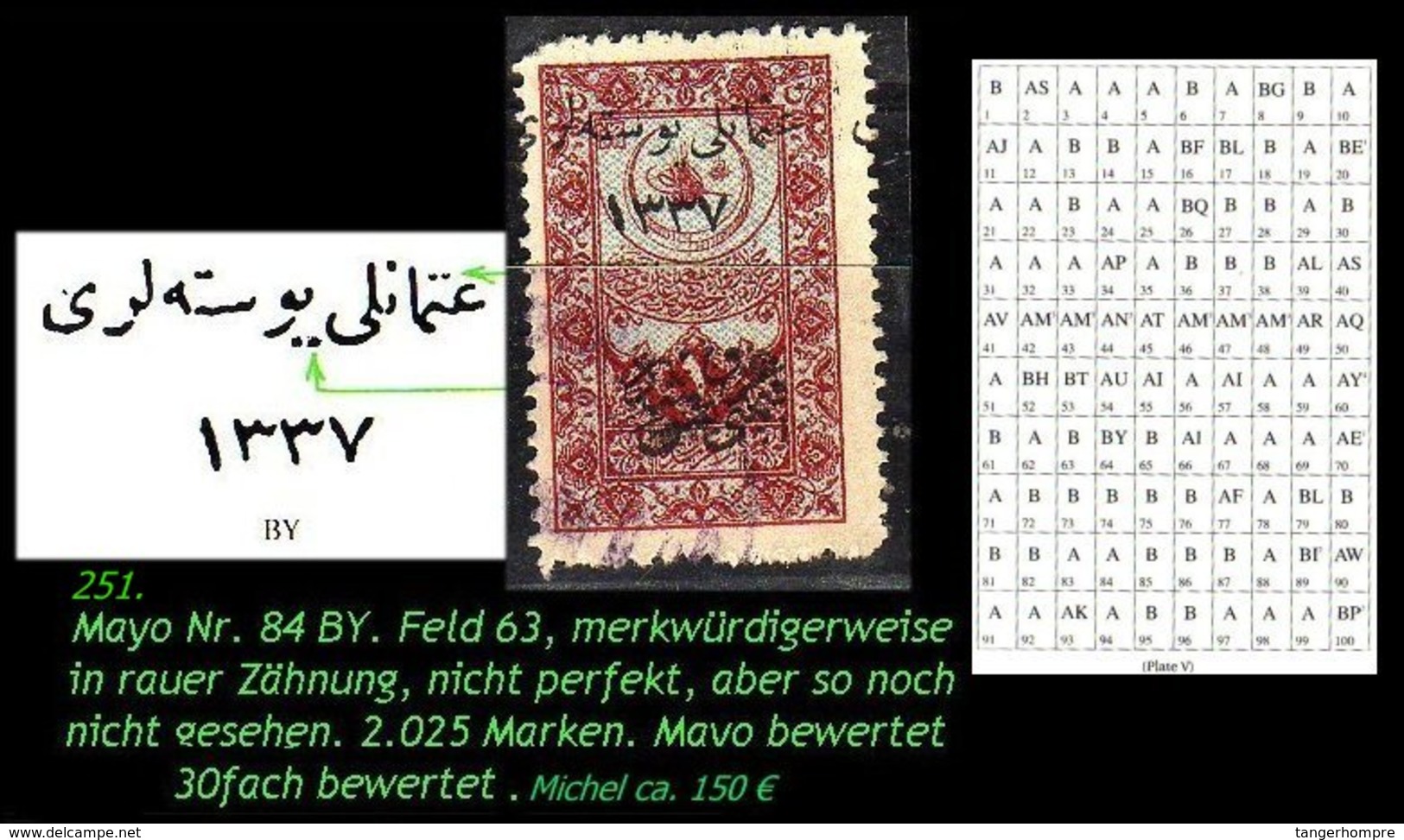 EARLY OTTOMAN SPECIALIZED FOR SPECIALIST, SEE...Mi. Nr. 741 - Mayo 84 BY - Auflagenanteil 2.025 Stück - 1920-21 Anatolie