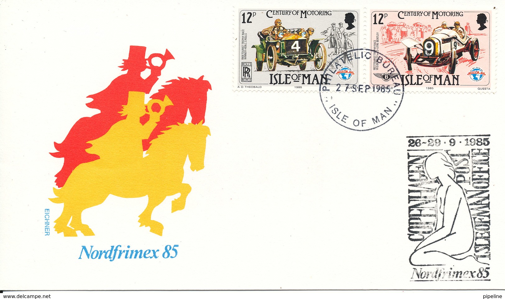 Isle Of Man Philatelic Cover Nordfrimex 85 With Old Cars On The Stamps - Man (Ile De)