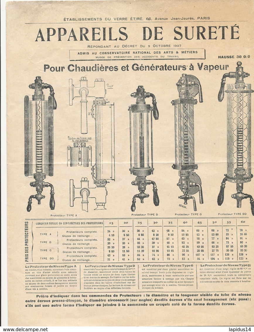 FA 1134 / FACTURE    PUB TARIF  ETS DU VERRE ETIRE  ET DE L'ACIER VITRIFIE  PARIS 19° - Other & Unclassified