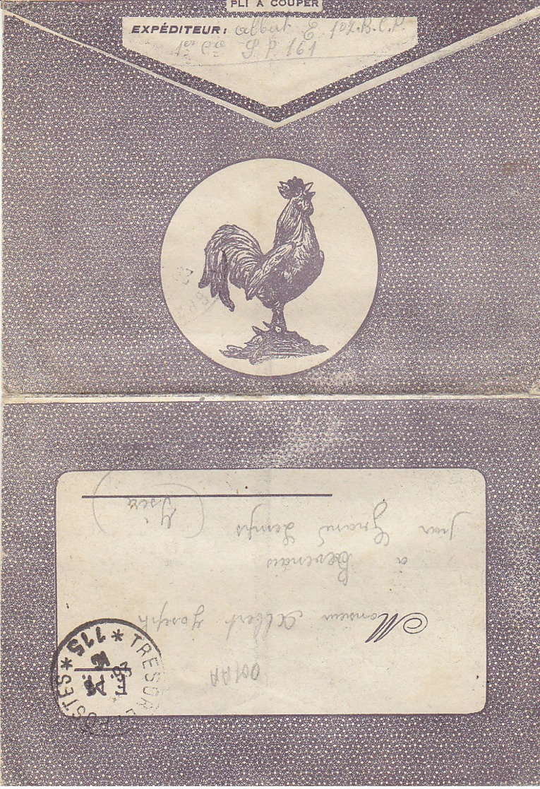 Carte Lettre En Franchise Illustrée D'un Coq ;1916 - Lettres & Documents