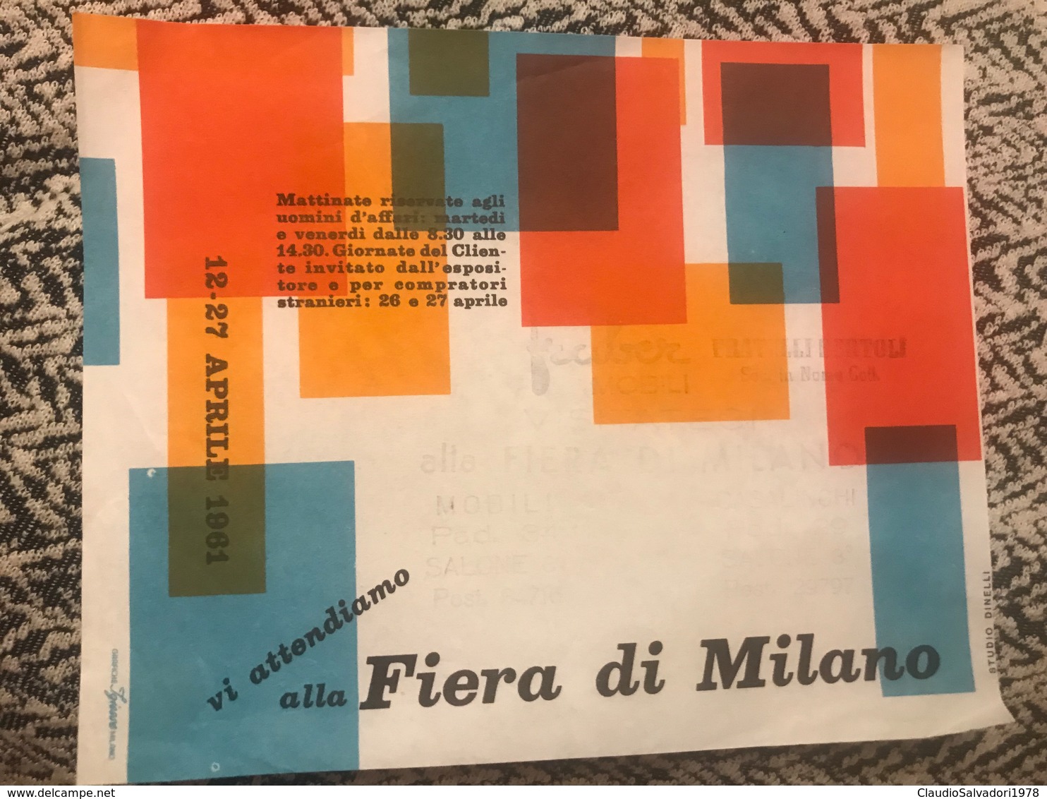 12 27 Aprile 1961 Fiera Di Milano Biglietto D’ingresso Fraber Mobili E Casalinghi - Biglietti D'ingresso