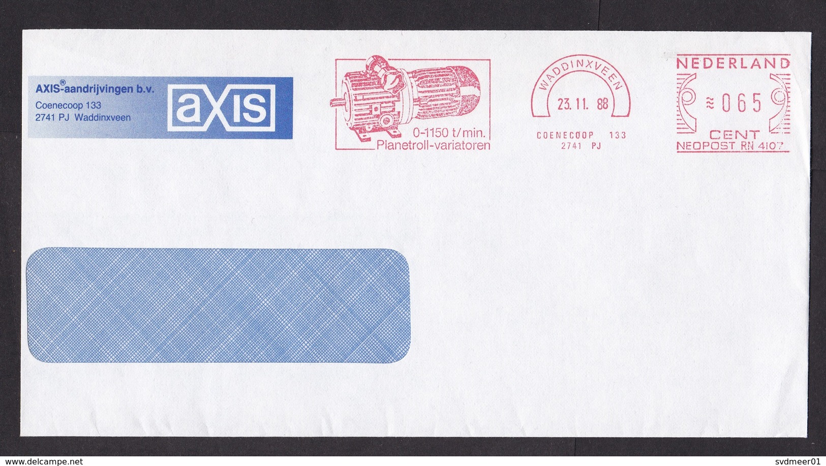 Netherlands: Cover, 1988, Meter Cancel, Axis Variator, Power Transmission, Industry, Technology (backflap Missing) - Brieven En Documenten