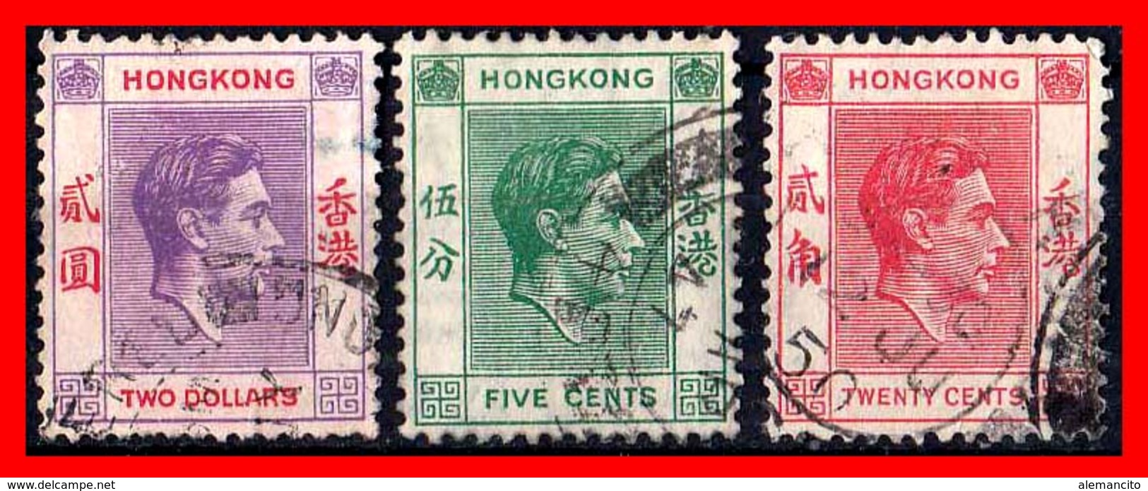 HONG KONG ( ASIA ) 3 STAMPS  1946 -1952 JORGE VI - 1941-45 Occupazione Giapponese