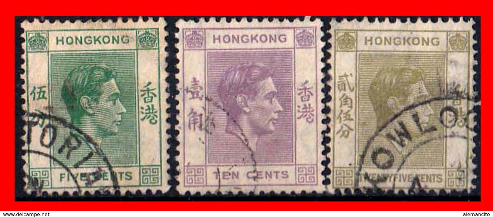 HONG KONG ( ASIA ) 3 STAMPS  1946 -1952 JORGE VI - 1941-45 Japanse Bezetting
