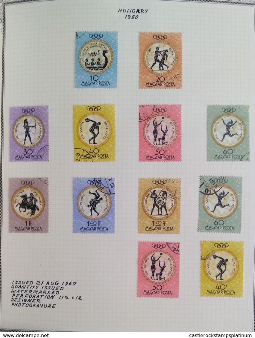 O) 1960 HUNGARY, OLYMPIC GAMES ROME- ROWERS-BOXERS-ARCHER DISCUS-GIRLS PLAYING- JAVELIN-RIDER-WRESTLERS-SWORDSMEN- CANCE - Used Stamps