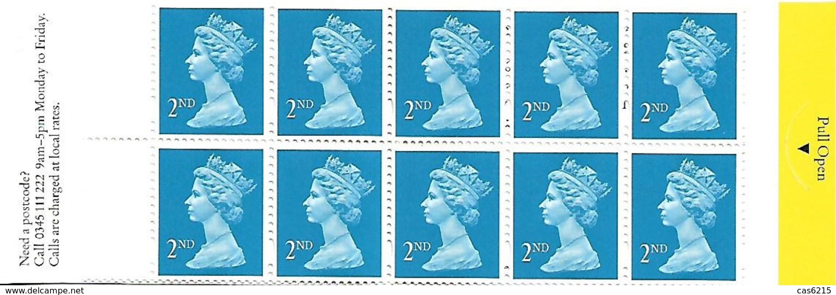 Grande-Bretagne Great Britain 1989 Elizabeth II 10 X 2 ND (blue) House Questa, 1 Carnet Booklet Mnh Pull Open - Carnets