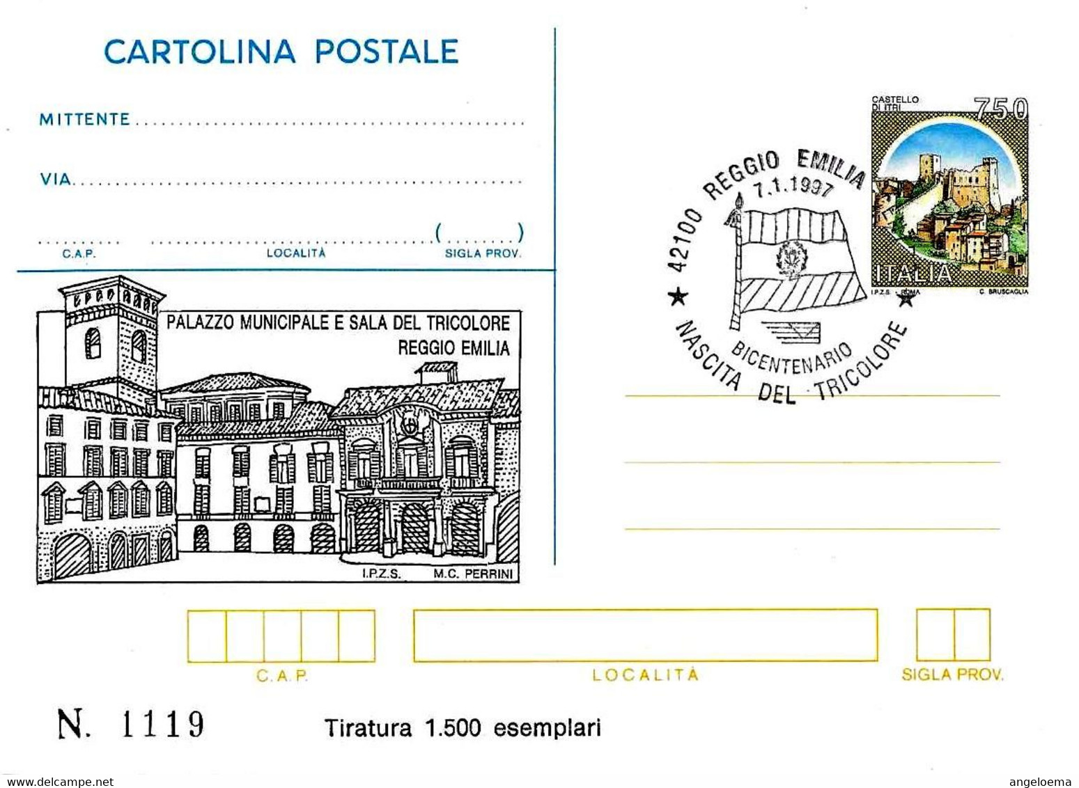 ITALIA - 1997 REGGIO EMILIA Bicentenario Del Tricolore Ann. Fdc Su Cartolina Postale CP Sovrastampata - 2967 - Altri & Non Classificati