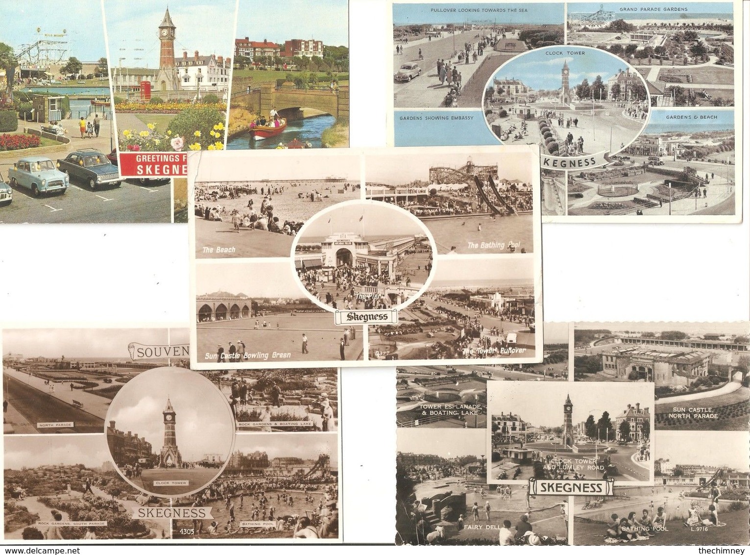 FIVE OLD POSTCARDS OF SKEGNESS ALL ARE MULTIVIEW POSTCARDS - Autres & Non Classés