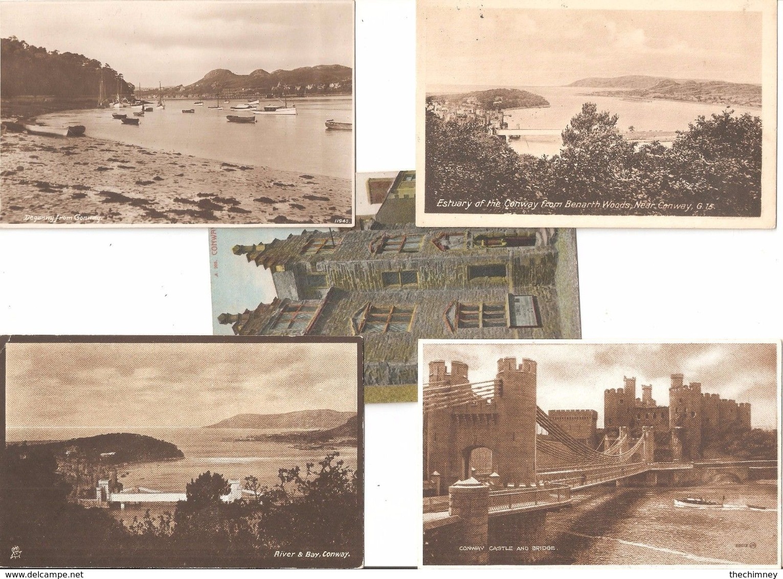 FIVE OLD POSTCARDS OF CONWY WALES - Caernarvonshire