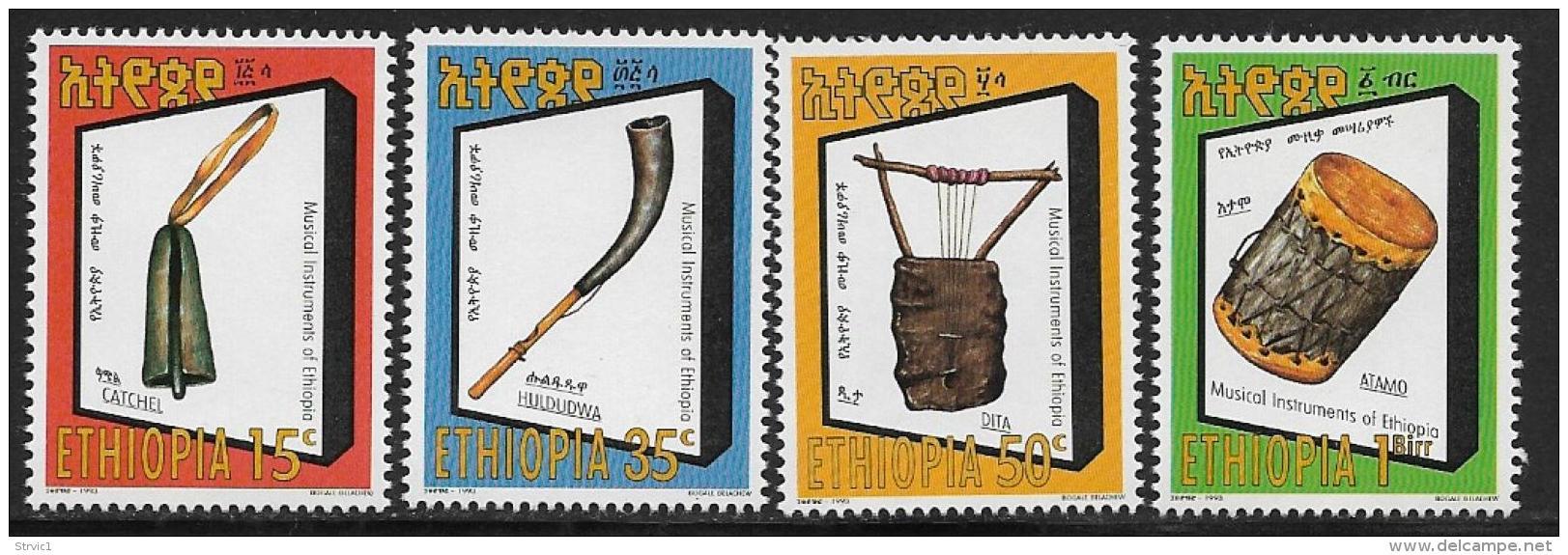 Ethiopia, Scott # 1341-4 MNH Musical Instruments , 1993 - Ethiopia