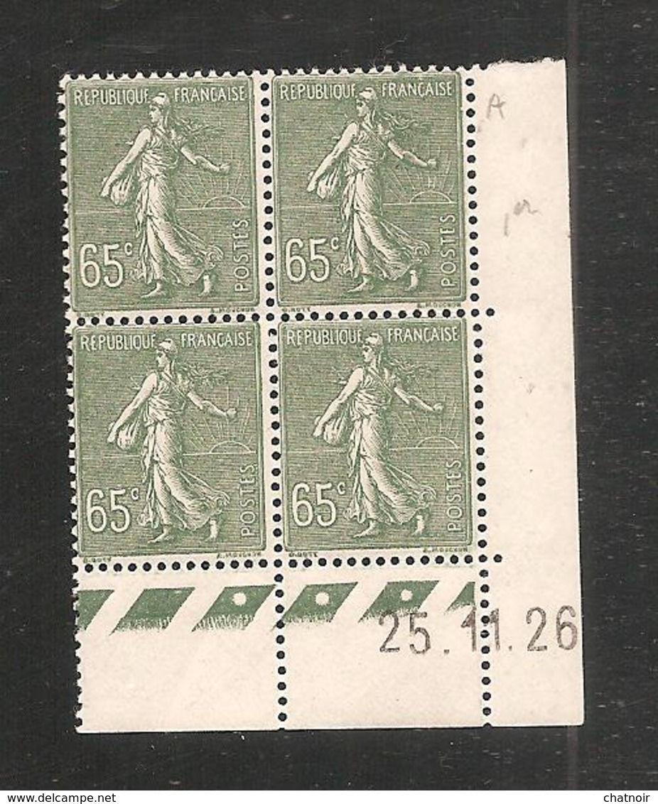 65 C Semeuse Lignéé  Bloc De 4 - Coin Daté  25/11/26 - ....-1929