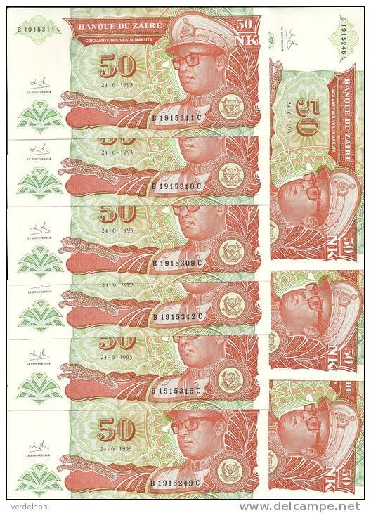 ZAIRE 50 NOUVEAUX MAKUTA 1993 UNC P 51 (10 Billets) - Zaïre