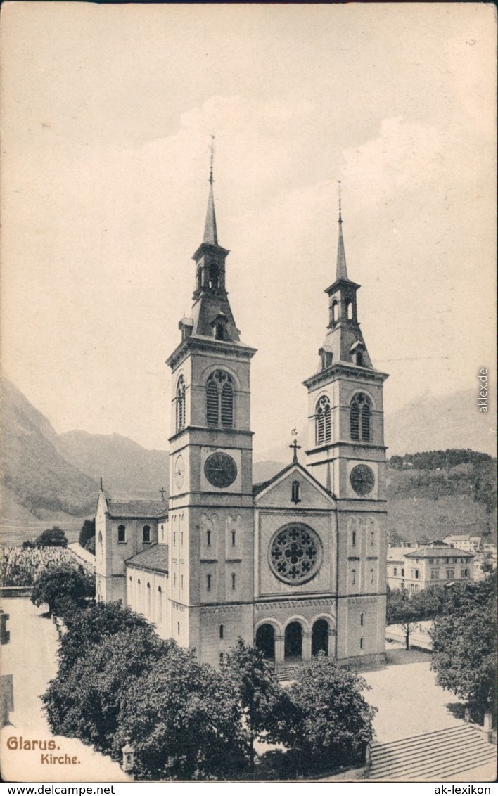 Glarus Glaris | Glarona | Glaruna | Claruna Partie An Der Kirche 1913  - Autres & Non Classés