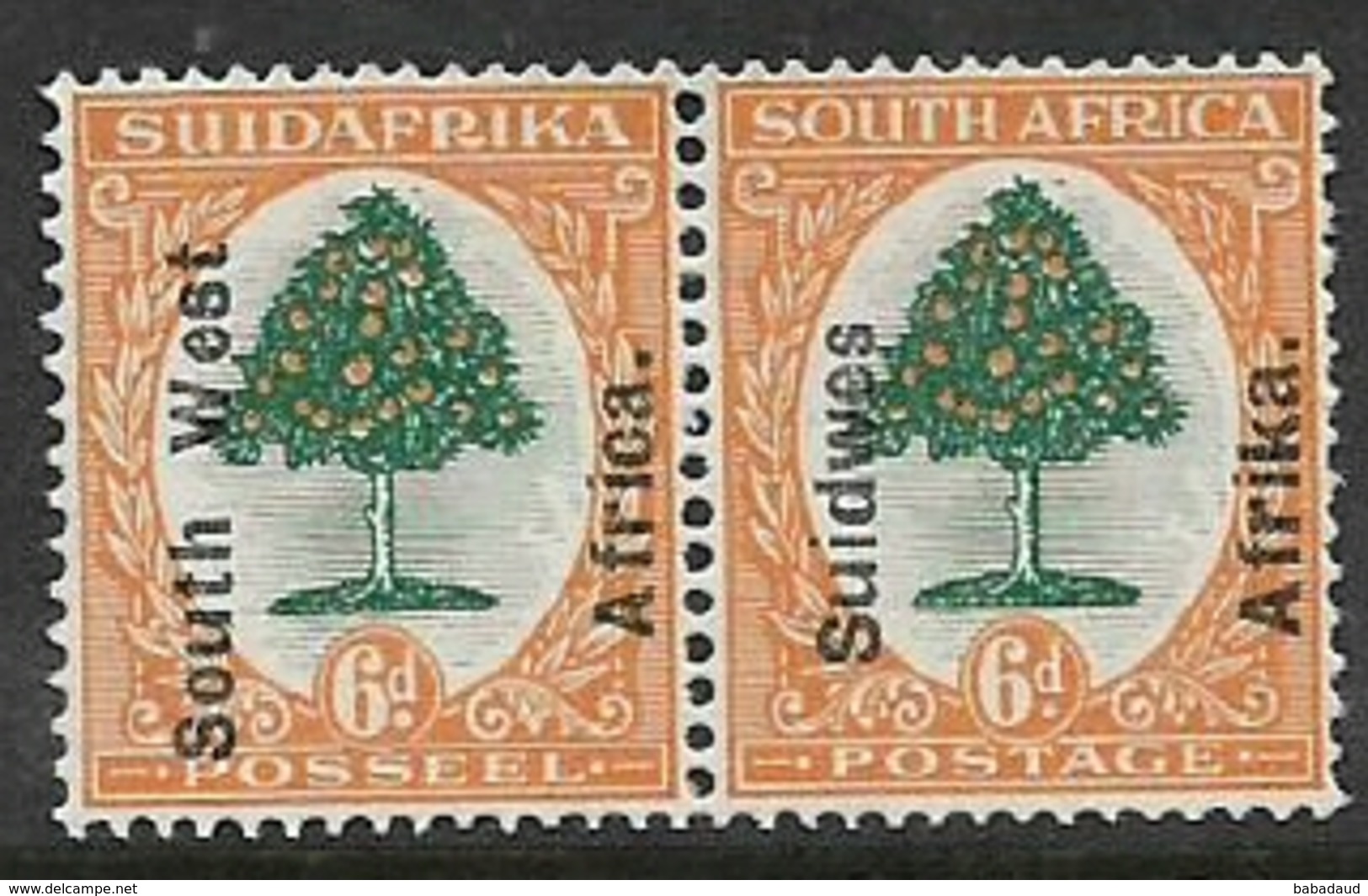 South West Africa, 1936 Opt On 6d Of S.Africa, Pair, MH * - South West Africa (1923-1990)