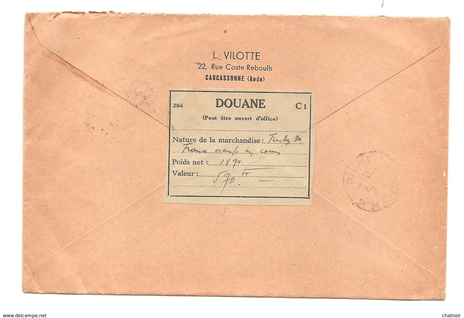 Enveloppe Recommande De CARCASSONNE  POUR TUNIS  /2 FR Et 4 FR   MARIANNE DE DULAC /1945/PAR AVION Au Dos  "douane" - 1944-45 Marianne (Dulac)