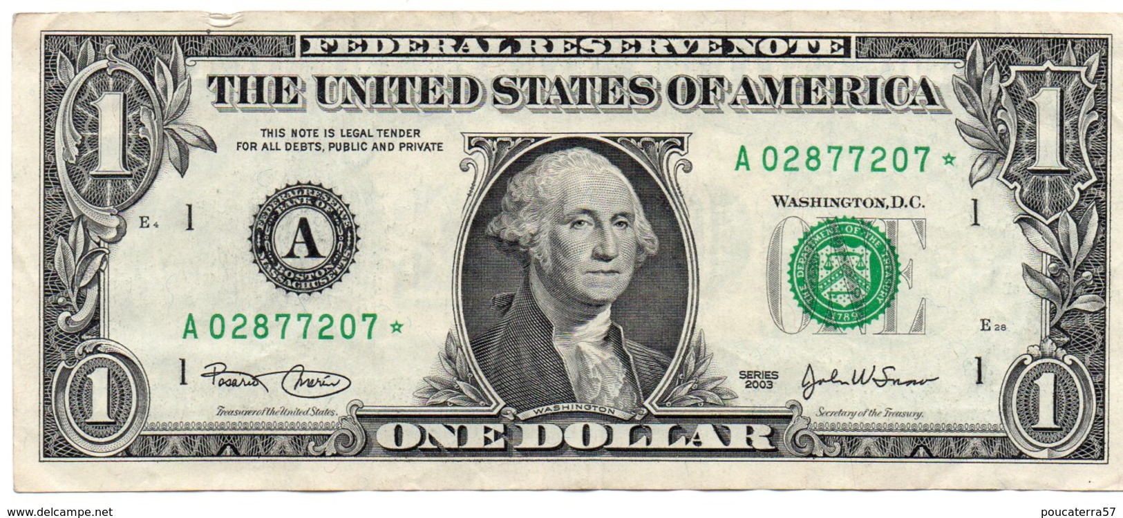 USA= BOSTON  2003   1  DOLLAR   STAR  NOTE  VF/X FINE - Billets De La Federal Reserve (1928-...)