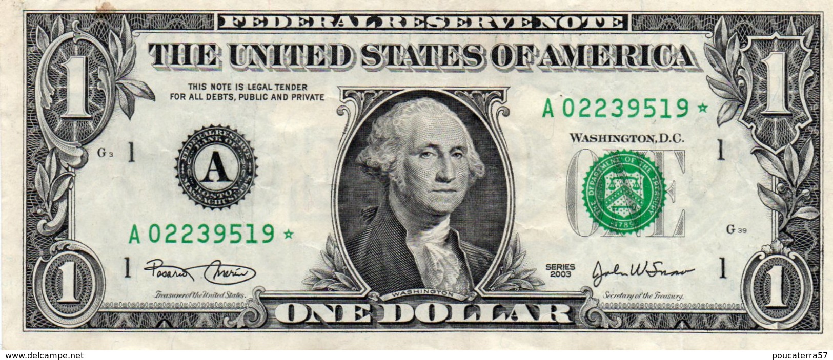 USA= BOSTON  2003   1  DOLLAR   STAR  NOTE  VF/X FINE - Billets De La Federal Reserve (1928-...)