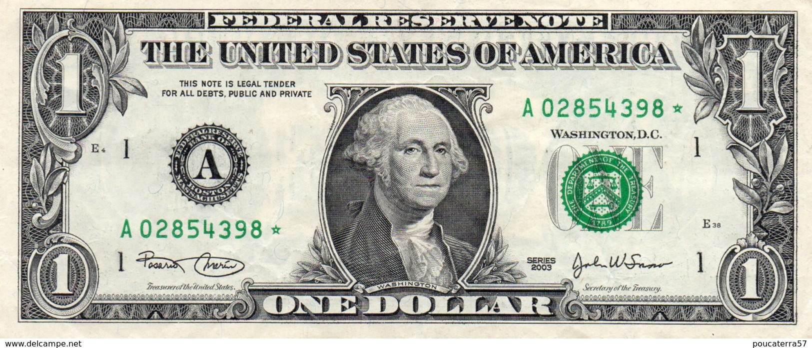 USA= BOSTON  2003   1  DOLLAR   STAR  NOTE  VF/X FINE - Billets De La Federal Reserve (1928-...)