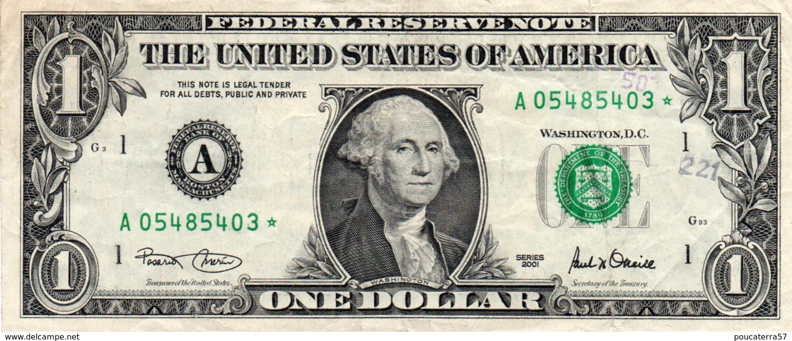 USA= BOSTON  2001   1  DOLLAR   STAR  NOTE  VF/X FINE - Billets De La Federal Reserve (1928-...)