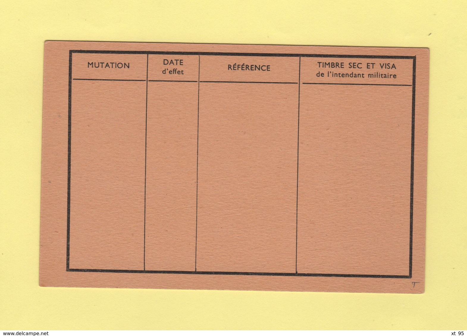 Carte FM Neuve - Carte De Mutation - Modele SC10 - WW II