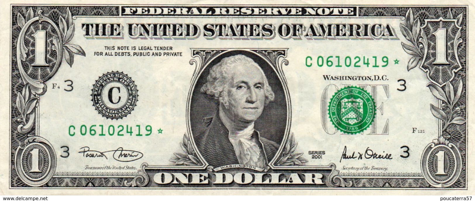 USA= PHILADELPHIA    2001   1  DOLLAR   STAR  NOTE  VF/X FINE - Billets De La Federal Reserve (1928-...)