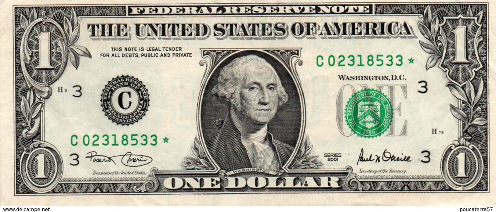 USA= PHILADELPHIA    2001   1  DOLLAR   STAR  NOTE  VF/X FINE - Billets De La Federal Reserve (1928-...)