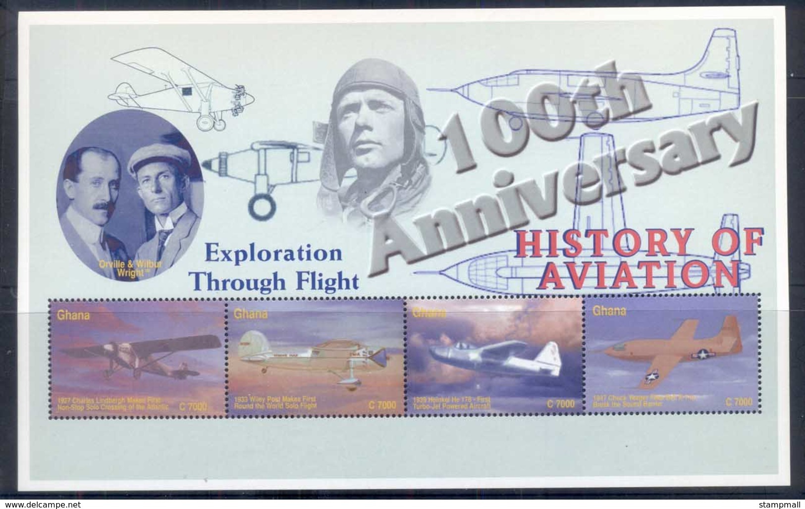 Ghana 2003 History Of Aviation, Rxploration Through Flight Sheetlet MUH - Ghana (1957-...)