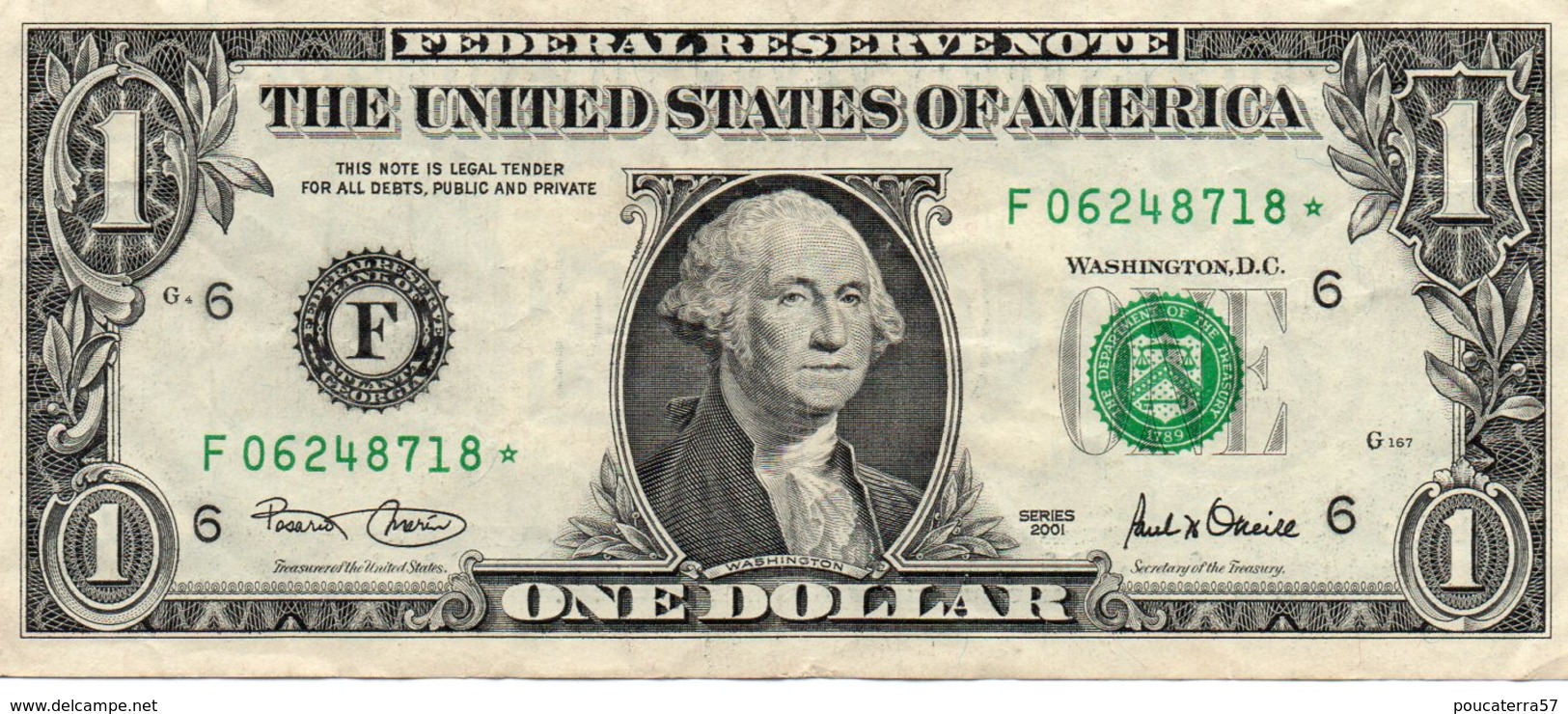 USA= ATLANTA GEORGIA    2001   1  DOLLAR   STAR  NOTE  VF/X FINE - Bilglietti Della Riserva Federale (1928-...)