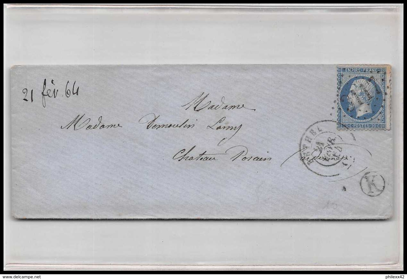 8653 LSC Boite Rurale K N 22 Napoleon 20c GC 3117 Rethel Ardennes Chateau Porcien 1864 France Lettre (cover) - 1849-1876: Période Classique