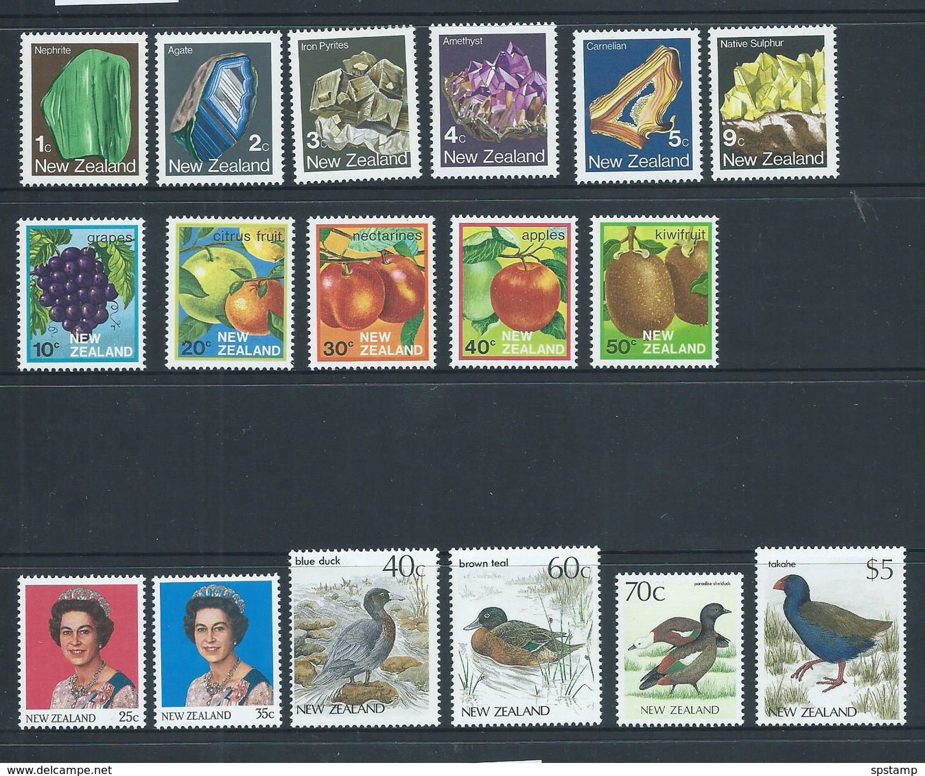 New Zealand 1982 - 1989 Bird Rock & Fruit Definitives To $5 & $10 (36 Stamps) MNH,couple With Small Gum Issues - Unused Stamps
